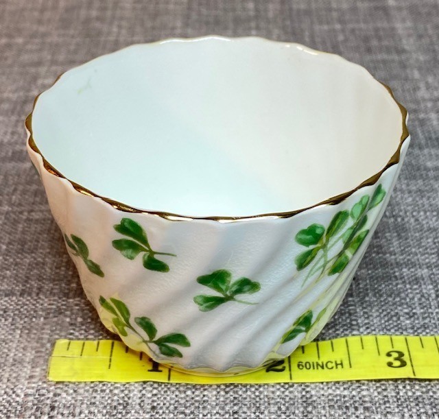 2 pc AYNSLEY England Cream & Sugar Set Bone China Green Clover Motif Gold Trim