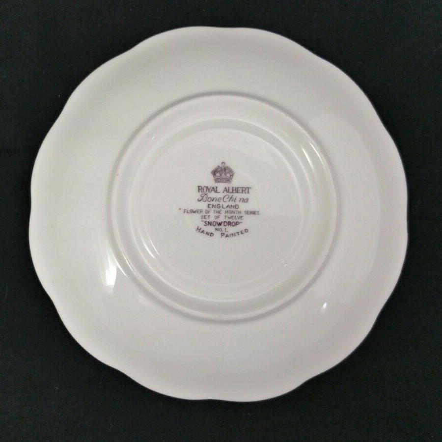 Royal Albert Snowdrop Bone China Teacup & Saucer Hand Painted England