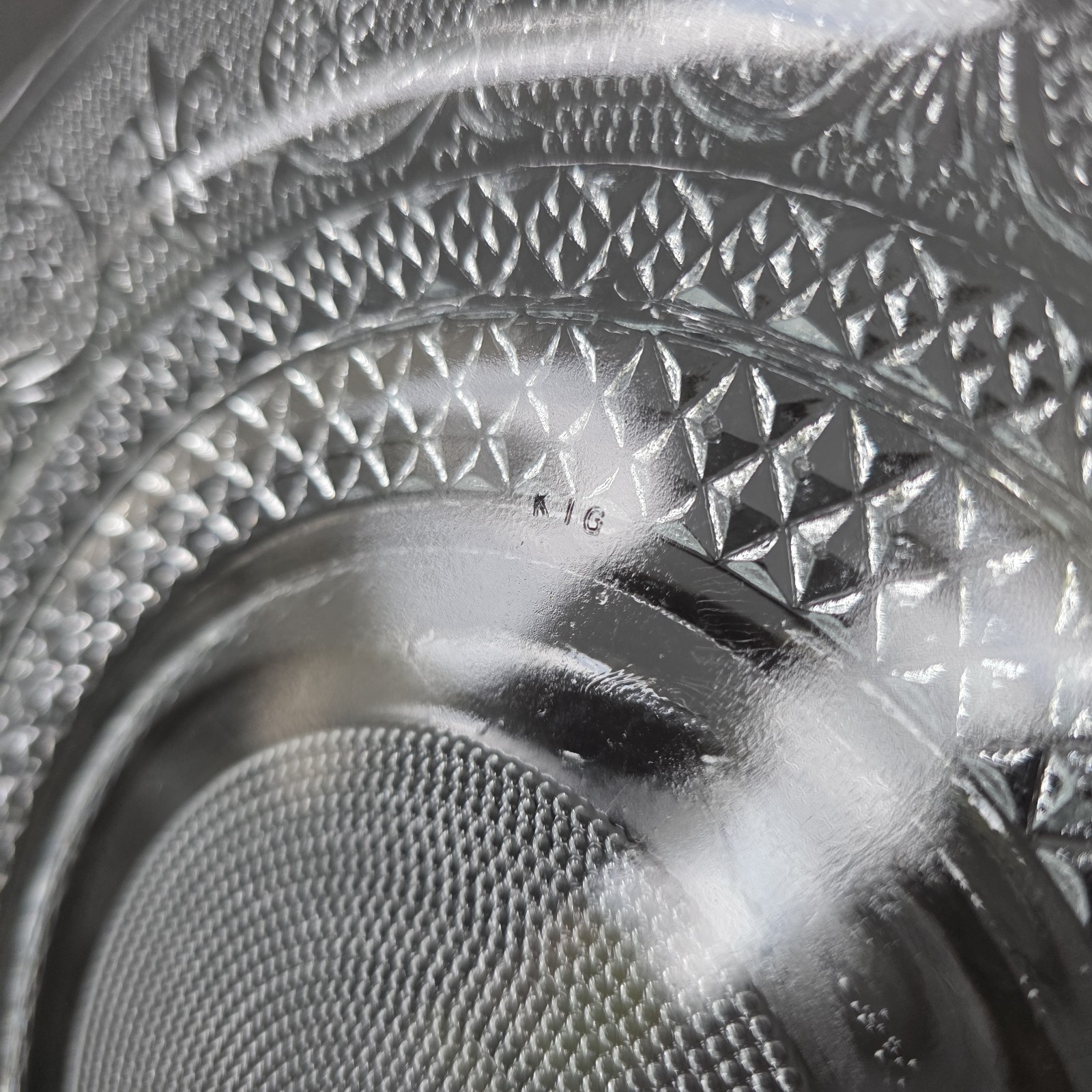 KIG Malaysia Pressed Glass Plates Set 4 Fleur De Lis Clear Vintage