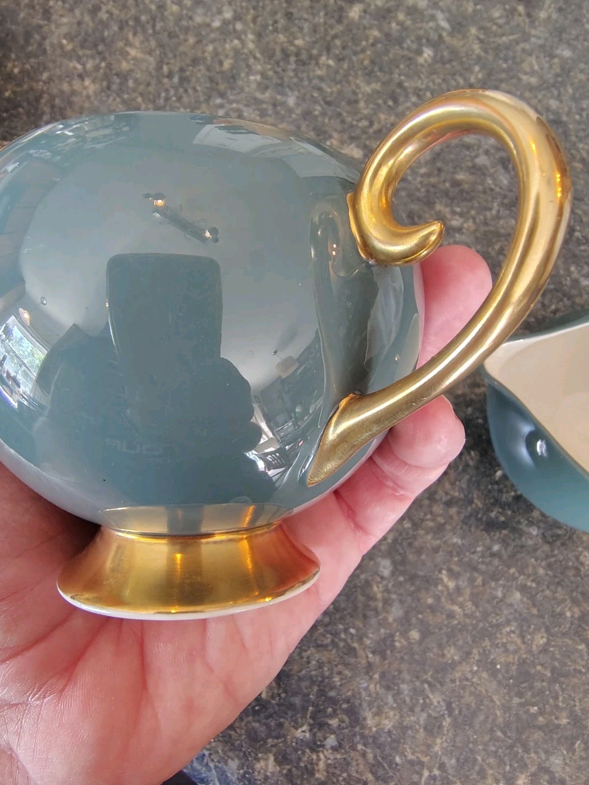 Flintridge Sugar Bowl and Creamer Gold Trim Ceramic