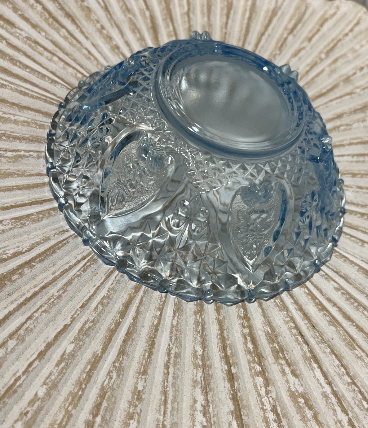 KIG BLUE dish Indonesia Flower Heart Rose Diamond Serveware Footed candy