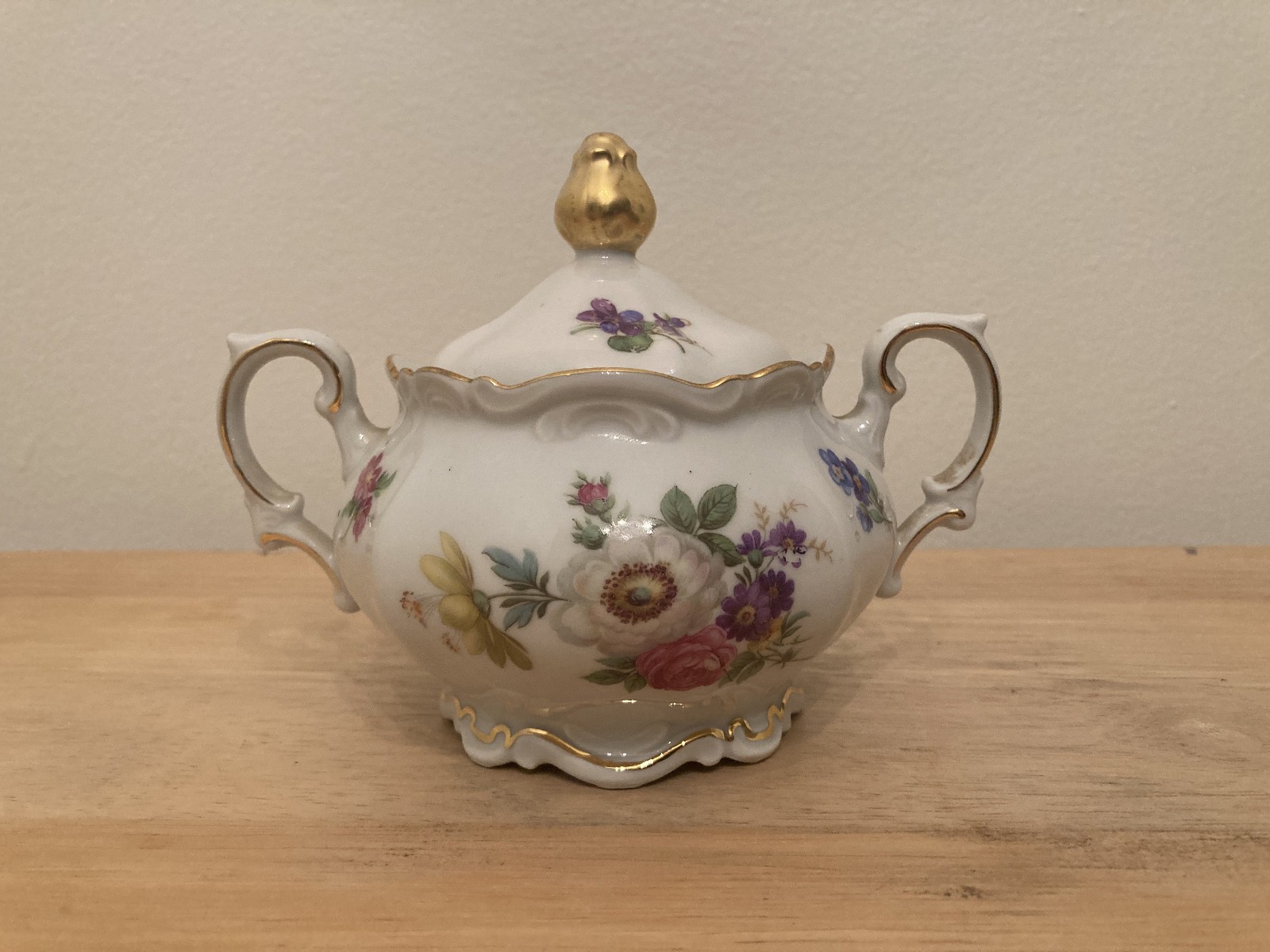 Mitterteich Bavaria Germany Meissen Floral Sugar Bowl With Lid