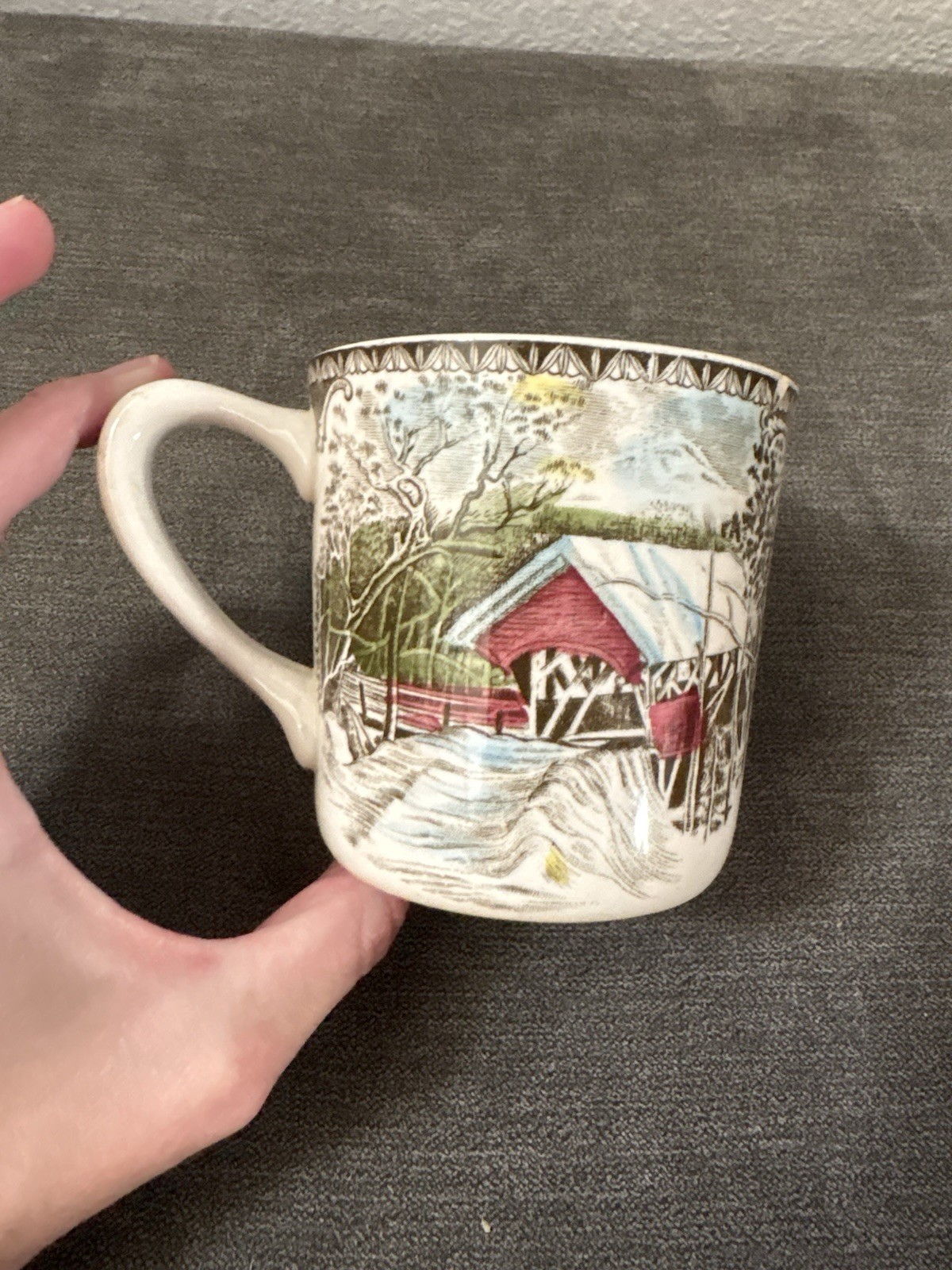 The Friendly Village The Covered Bridge Mug by Johnson Brothers Made In England