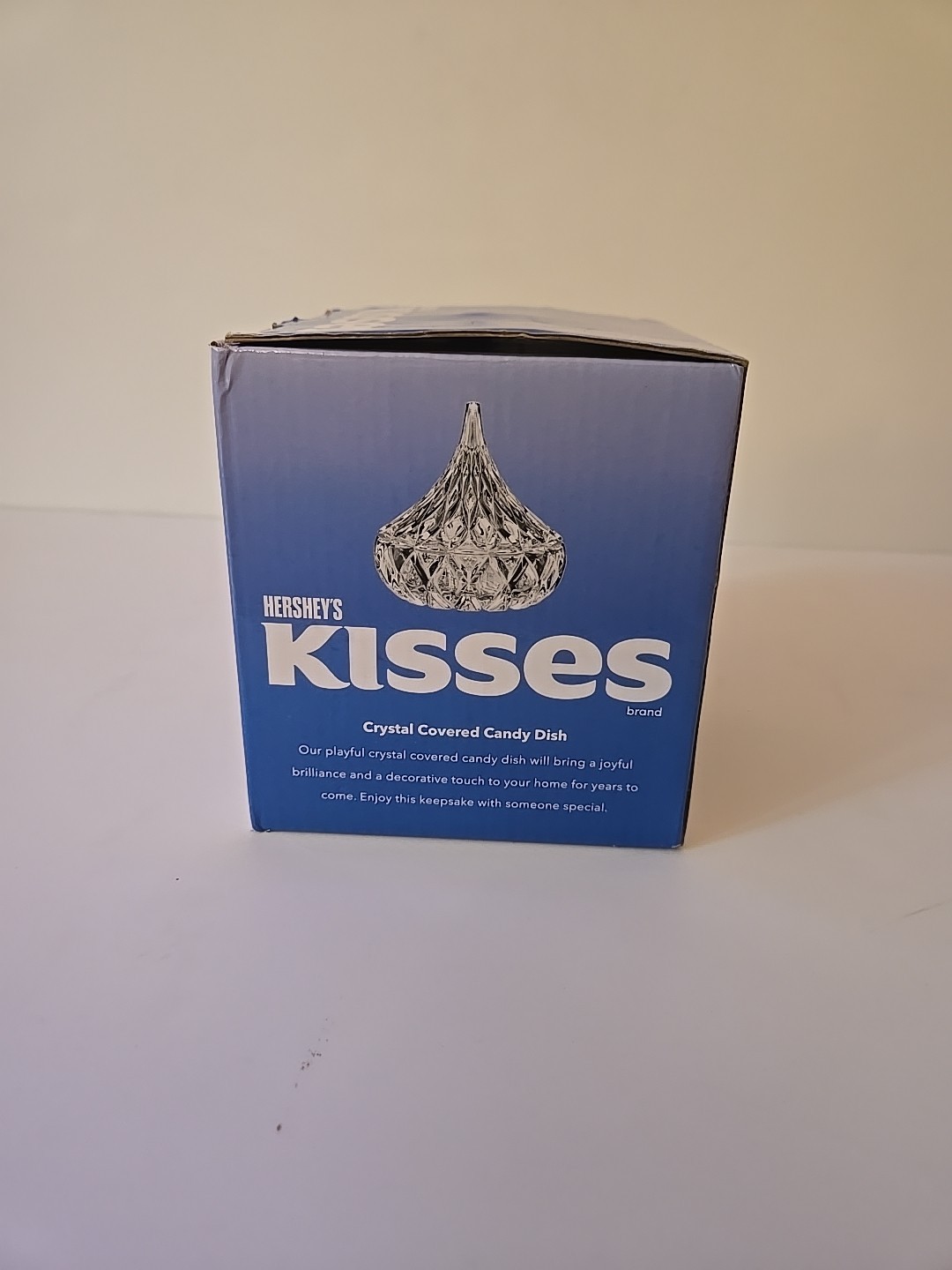Glass Crystal Hersheys Kiss Shaped Shannon Candy Dish Trinket With Lid Clear NEW