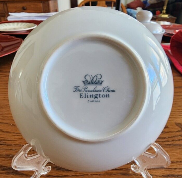 Elington Berry Dessert Bowls (pairs) 5 1/4″ Wade Porcelain White Blue Platinum !