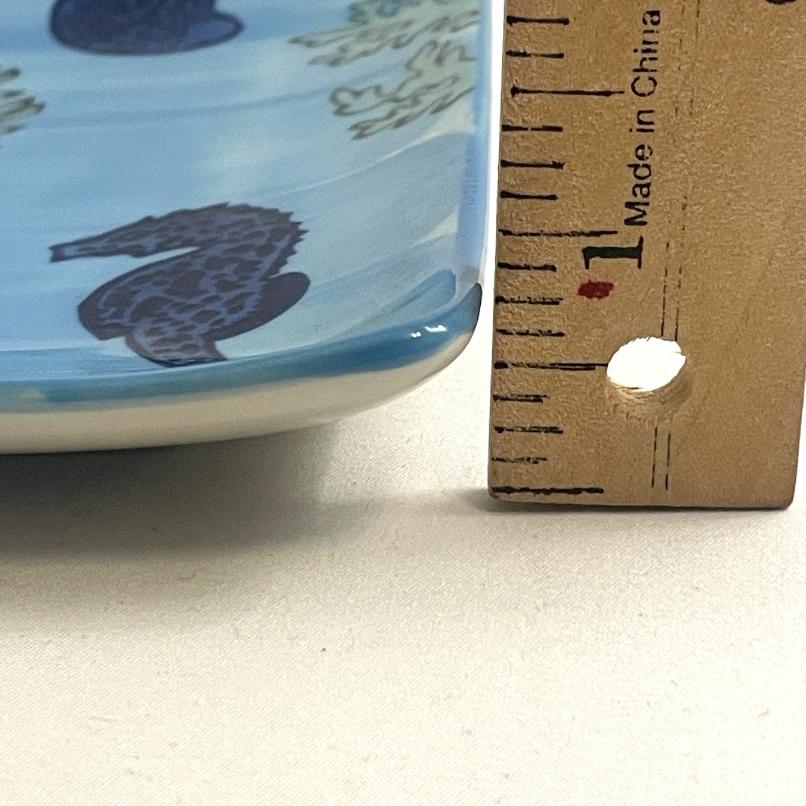 Yokohama Studio Hand Painted Plate Miyabi Seahorse Nautical Ocean Blue Beach 6″