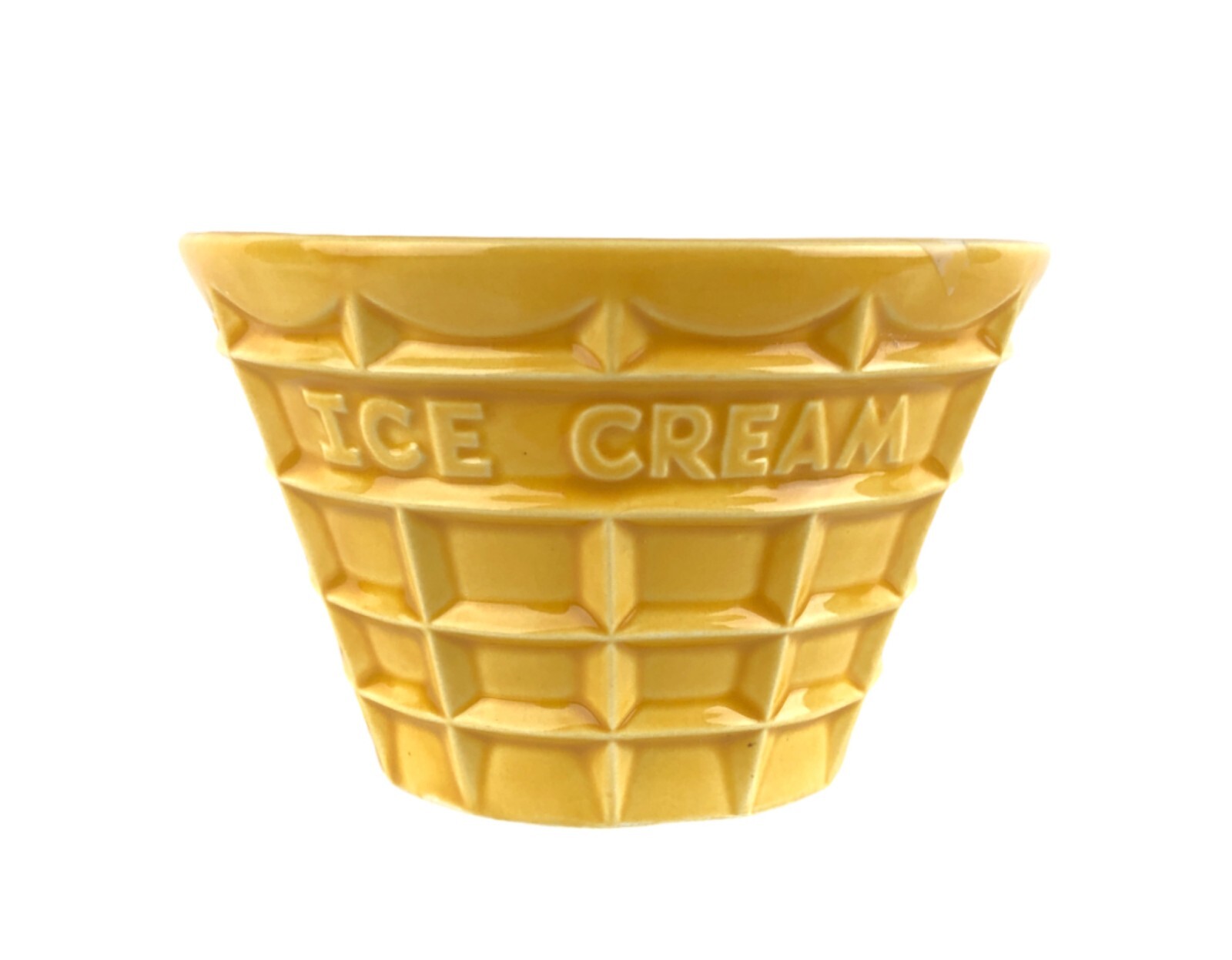 Vintage FTD 1986 Japan Ceramic Waffle Ice Cream Cone Bowl / Planter