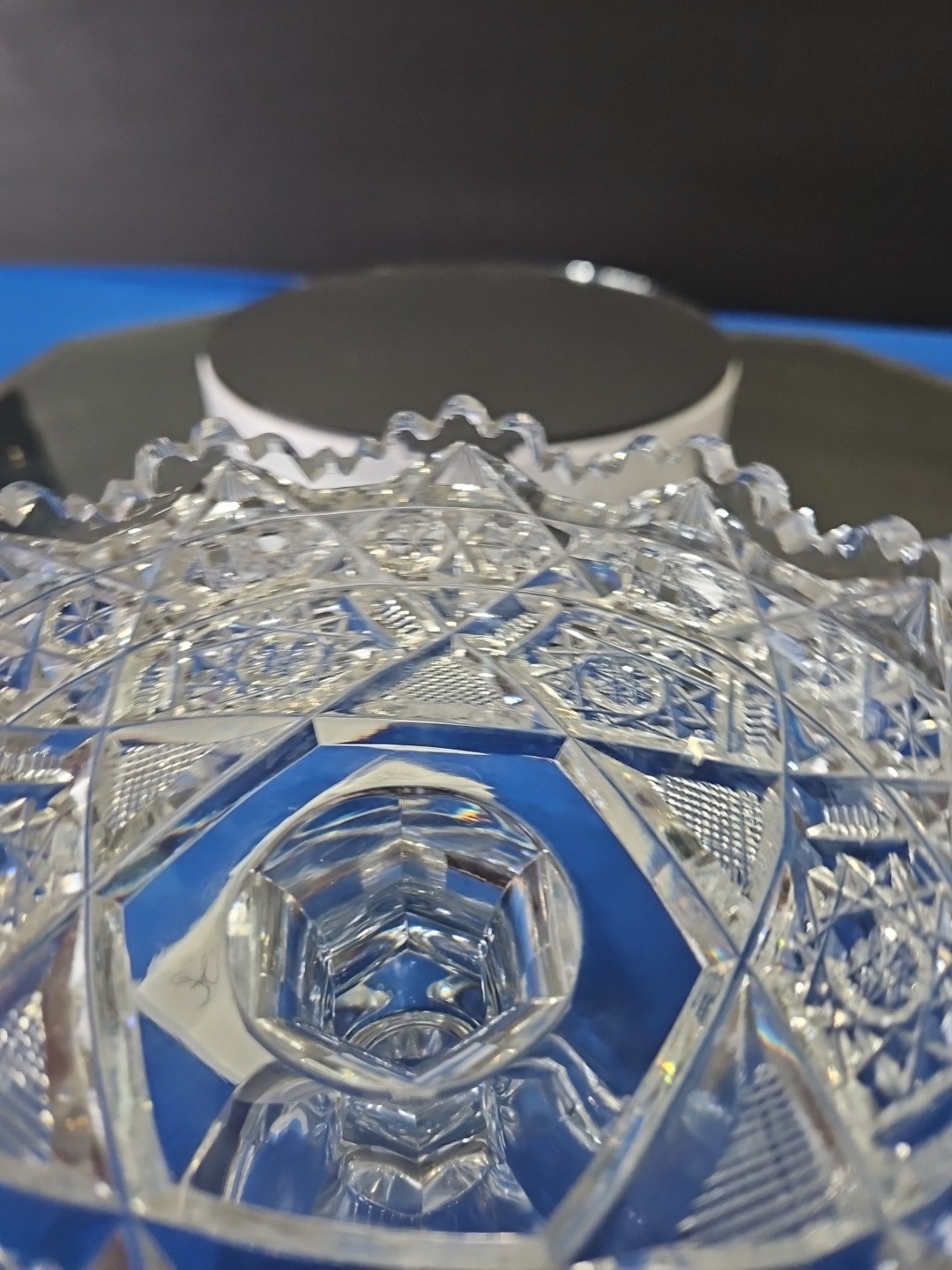 Compote Bowl, American Brilliant Period Cut Glass Crystal Hoare signed Steuben