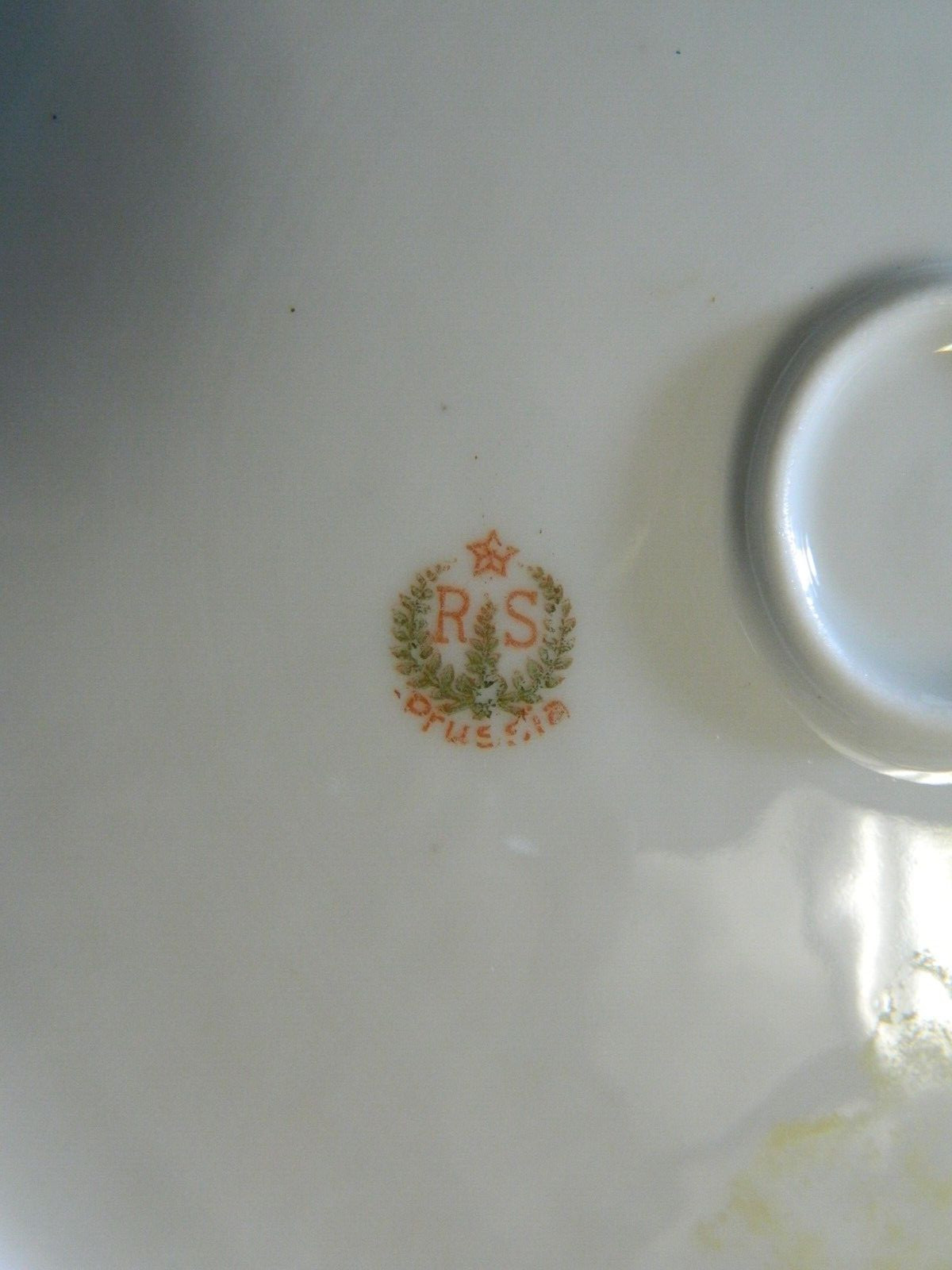 Antique RS Prussia Blue Scalloped Handled Rose Tray 1.25″x10.25″x10.5″ Excellent