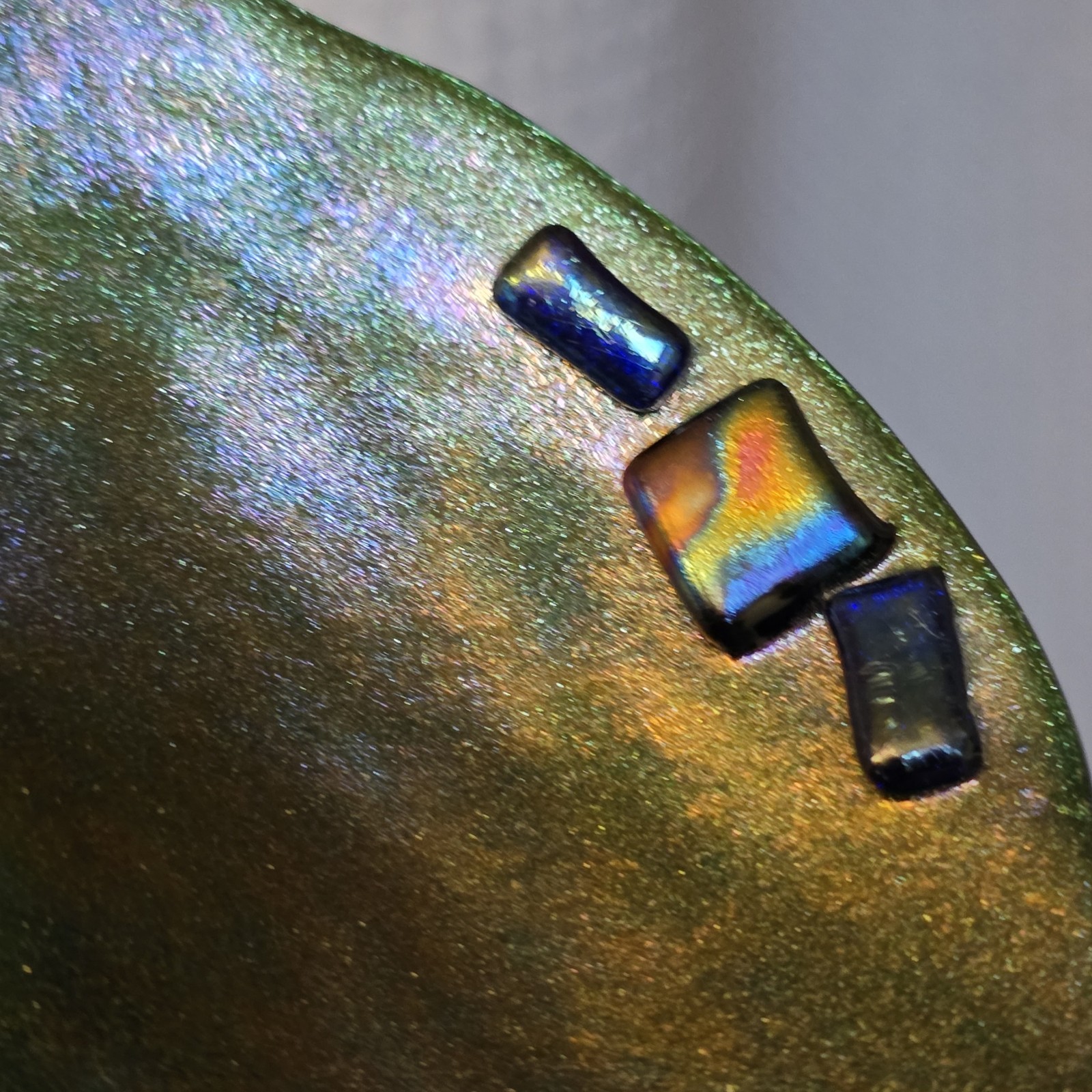 Artisan Fused Studio Art Glass Dichroic Plate -Highly Iridescent