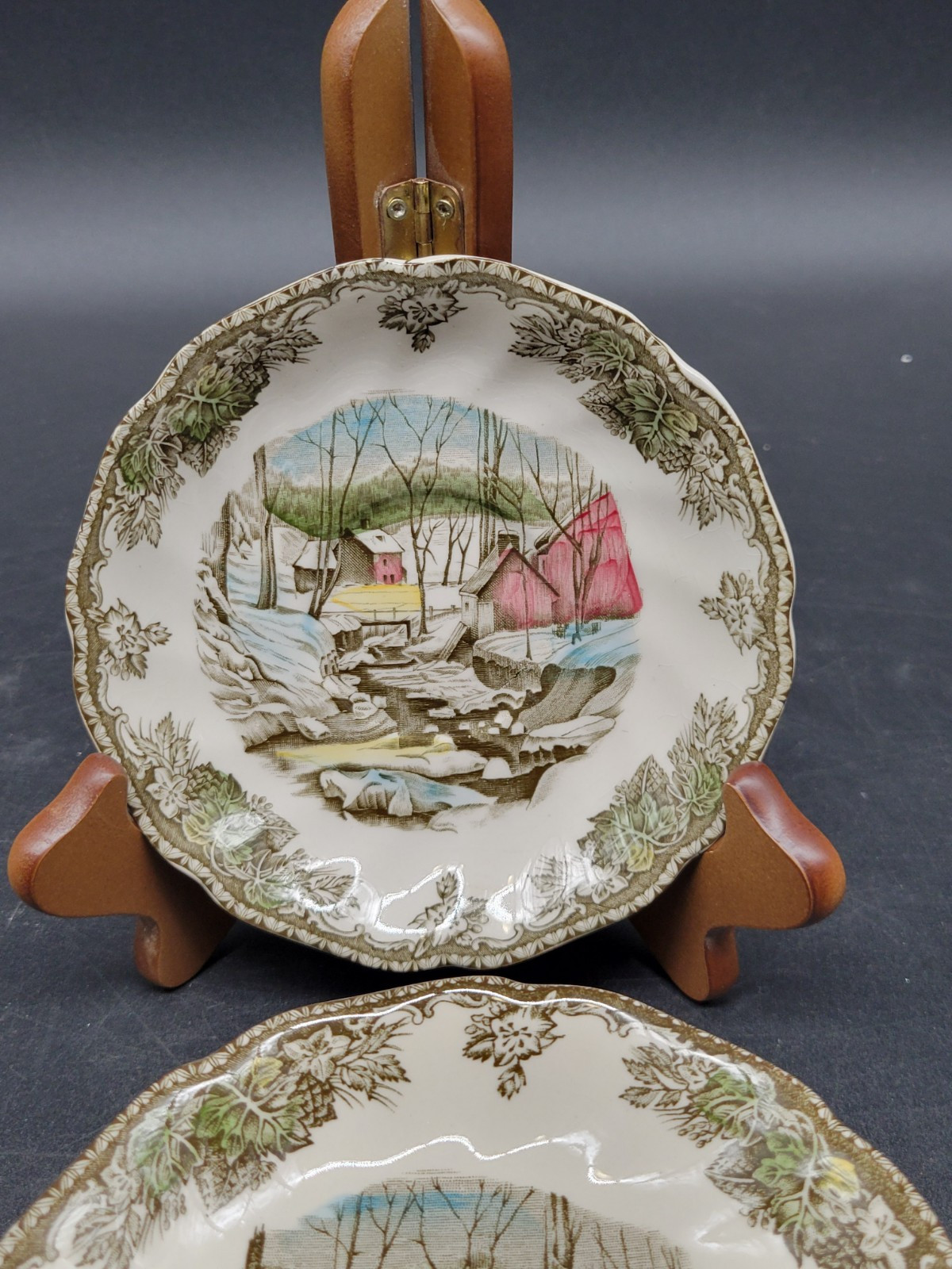 Johnson Bros The Friendly Village “The Ice House” Saucers 5 1/2 Inches England