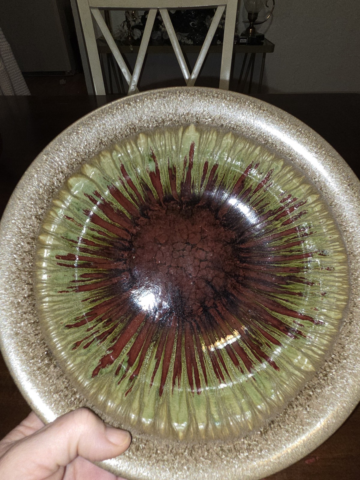 Vintage Inspired Drip Glaze Pottery Bowl, Mod, Boho, Mid Century Vibe