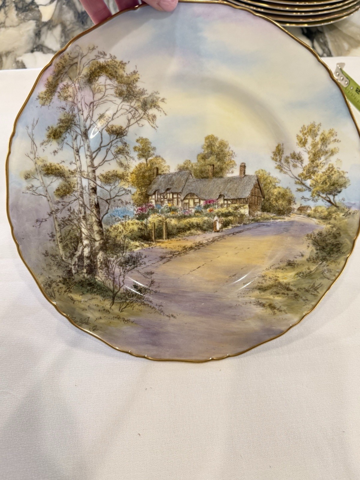 Pristine 1952 Royal Worcester Anne Hathaway Cottage Plate Signed J. Smith 10.5″