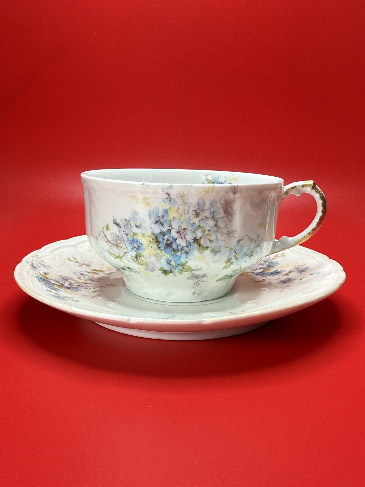 Antique Limoges Haviland France Hand-Painted Cup and Saucer Set, A.F. Wylie Mark