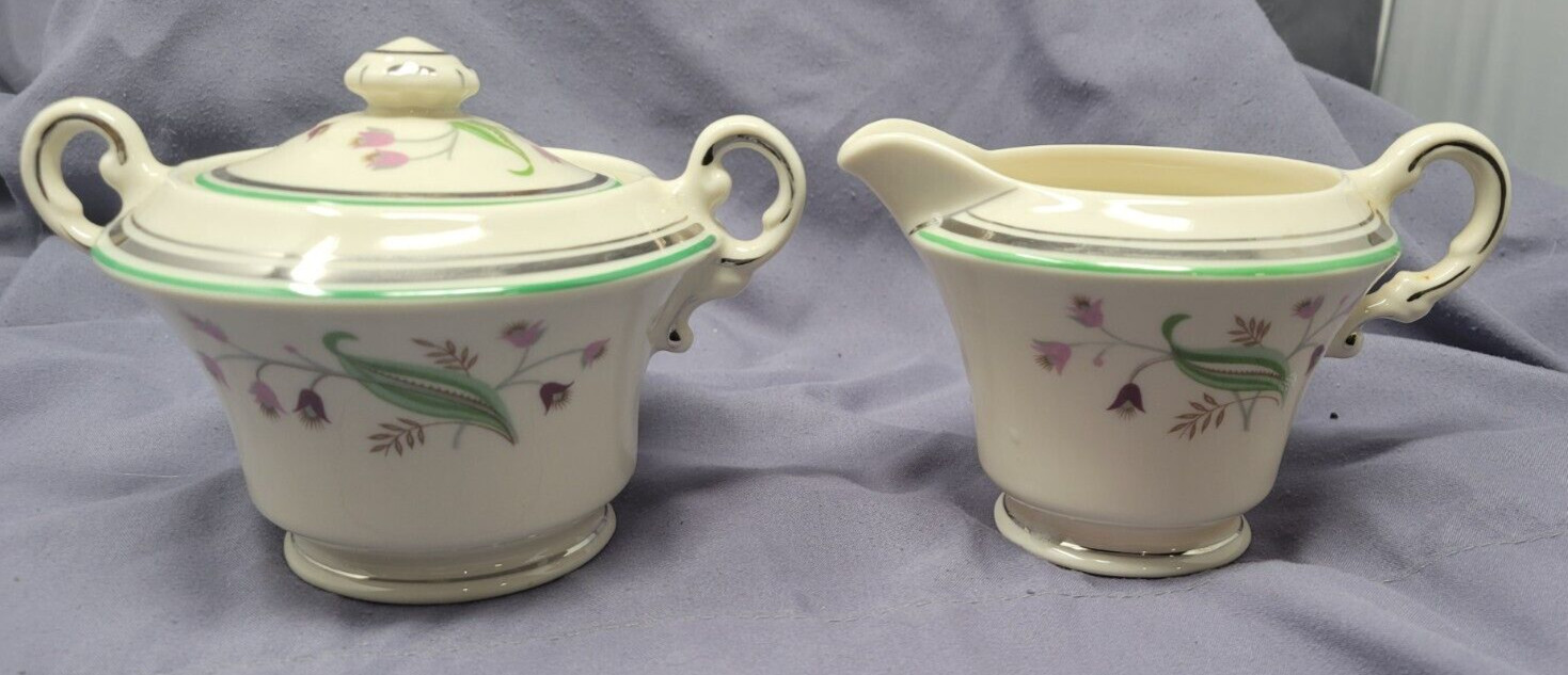 Syracuse China Coralbel Sugar Bowl and Creamer
