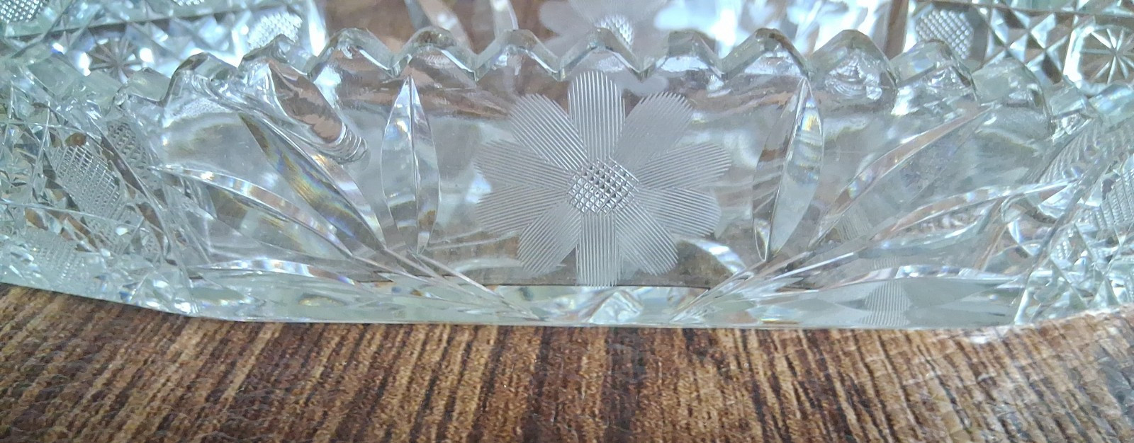 American Brilliant Period Cut Glass Crystal Celery Dish 12″ X 4.5″ Vintage