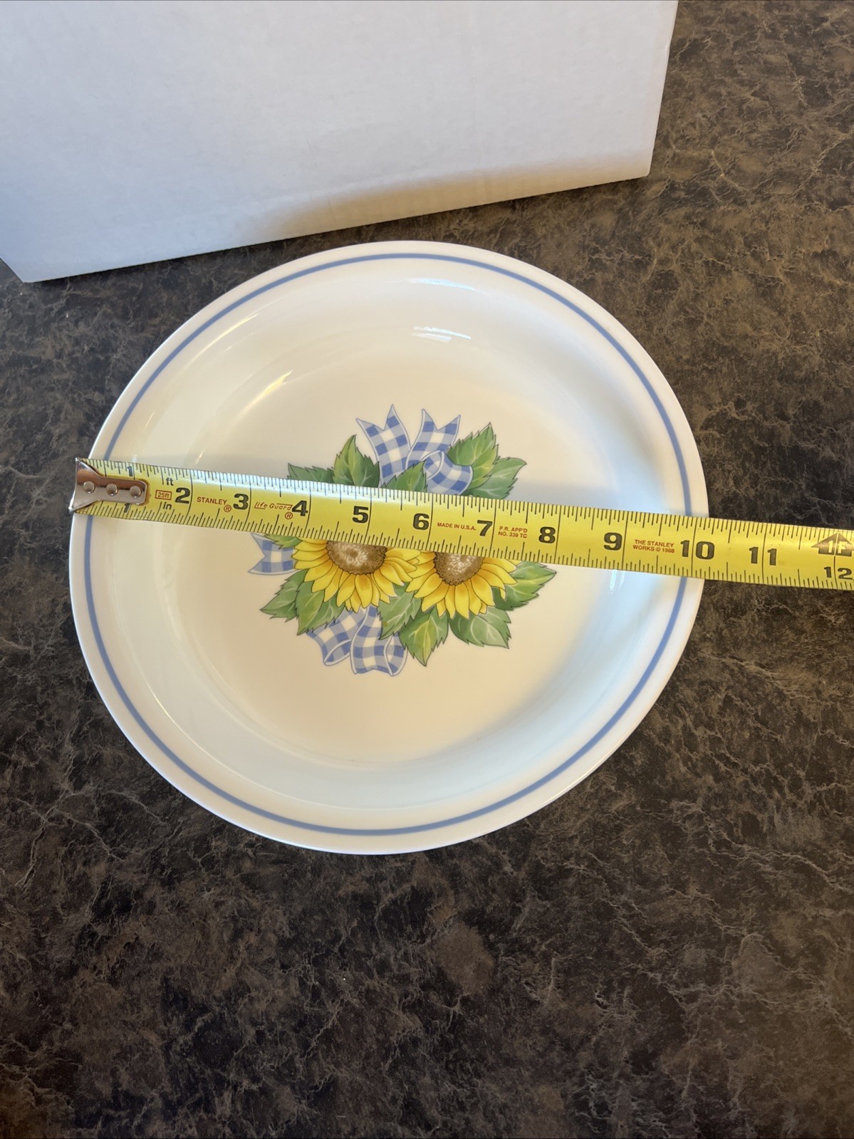 vtg Corelle Sunsation Sunflower 10.25″ Pie Serving Platter Plate Bowl Dish