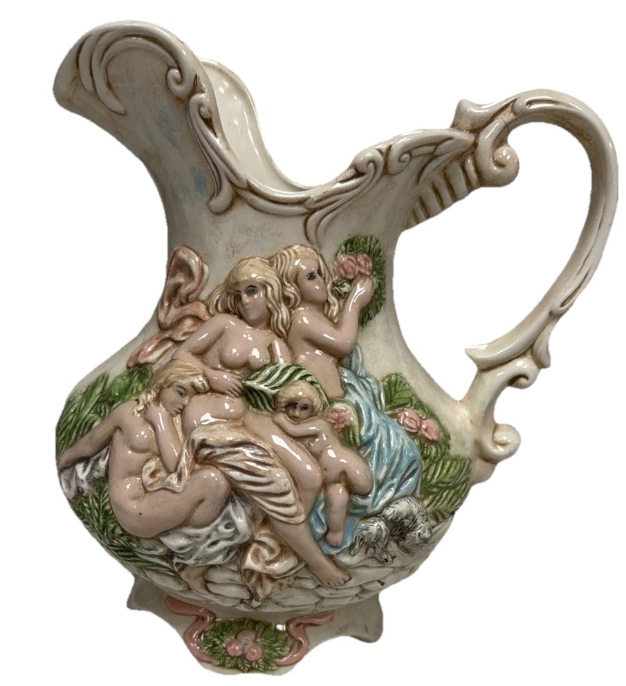 Vintage Capodimonte Hand-Painted Depicting Nudes Cherubs and Classical Figures