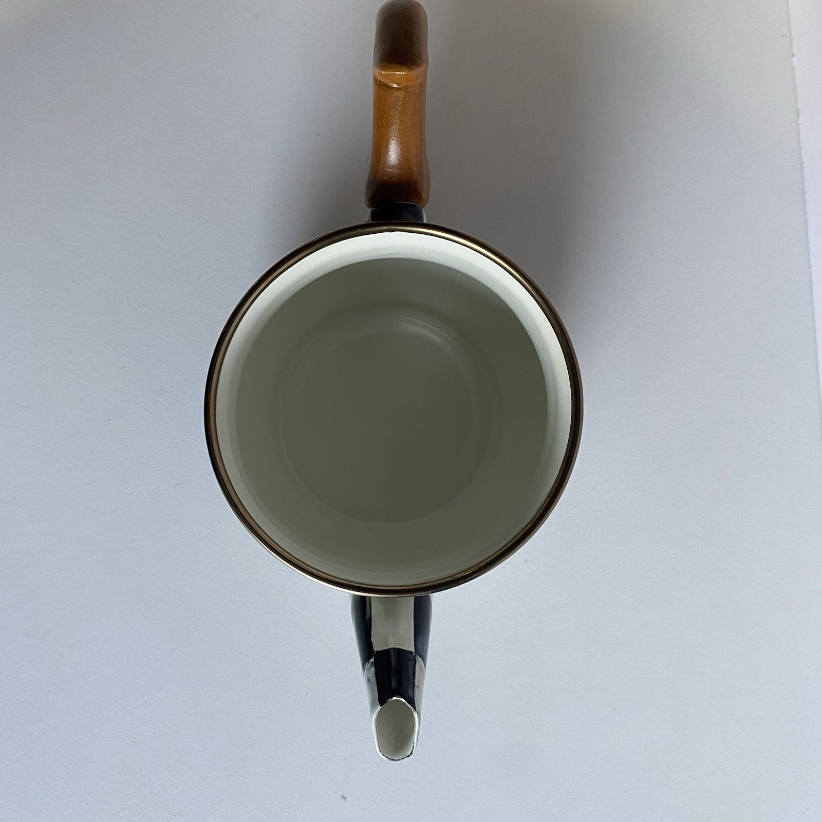 MacKenzie-Childs Vintage Courtly Check Enamel Creamer with Wooden Handle