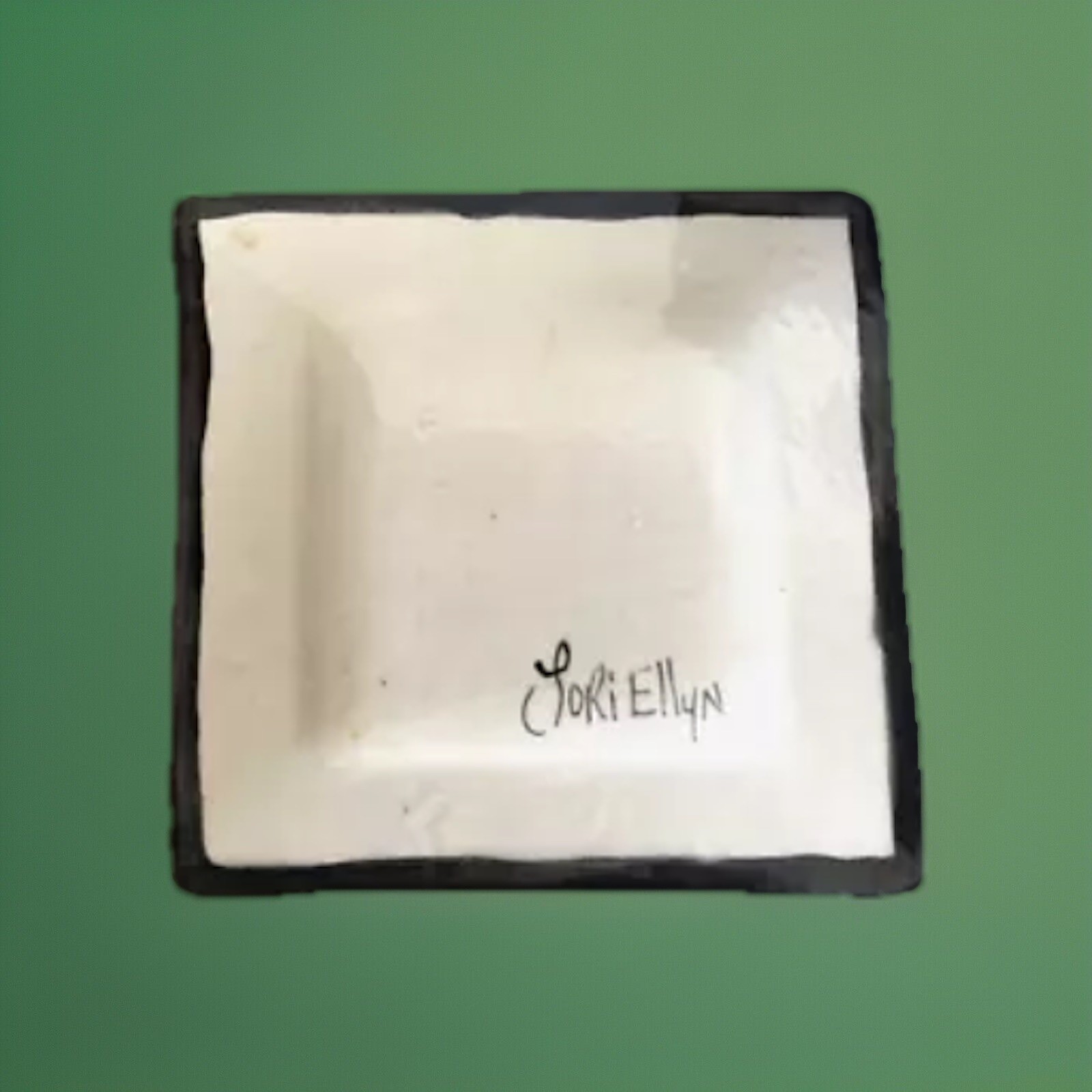 Square Dish Hand Painted Flower/Zinnias Still Life by Lori Ellyn 6-1/2″