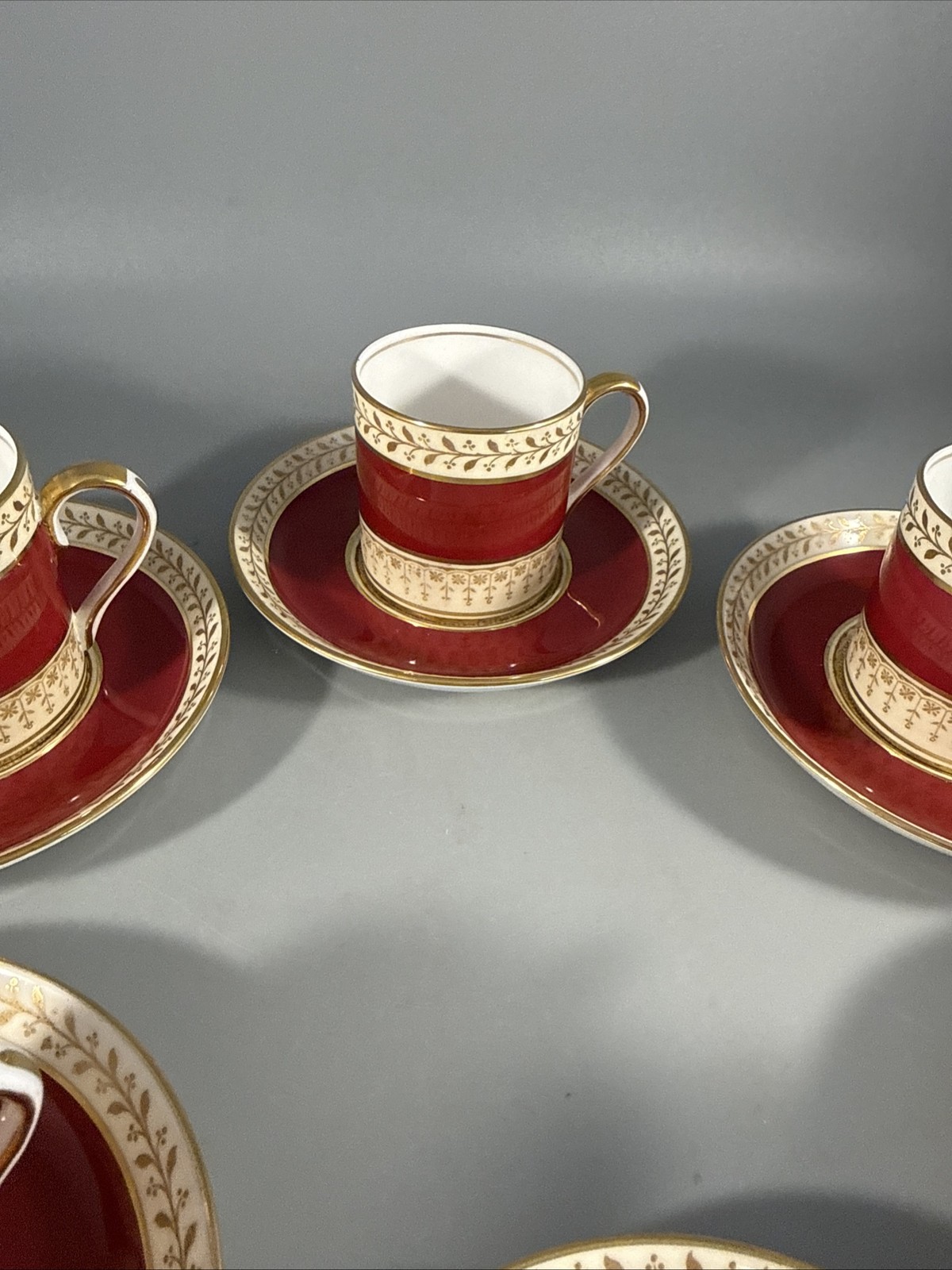 Set-6 Royal Staffordshire Demitasse Cup & Saucer Sets Burgundy Gold A15242