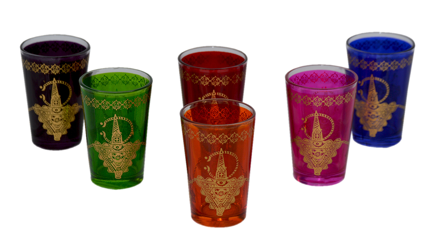 Moroccan Tea Glasses Espresso Shot Glass Handmade Turkish 6-pack Multi-Colored