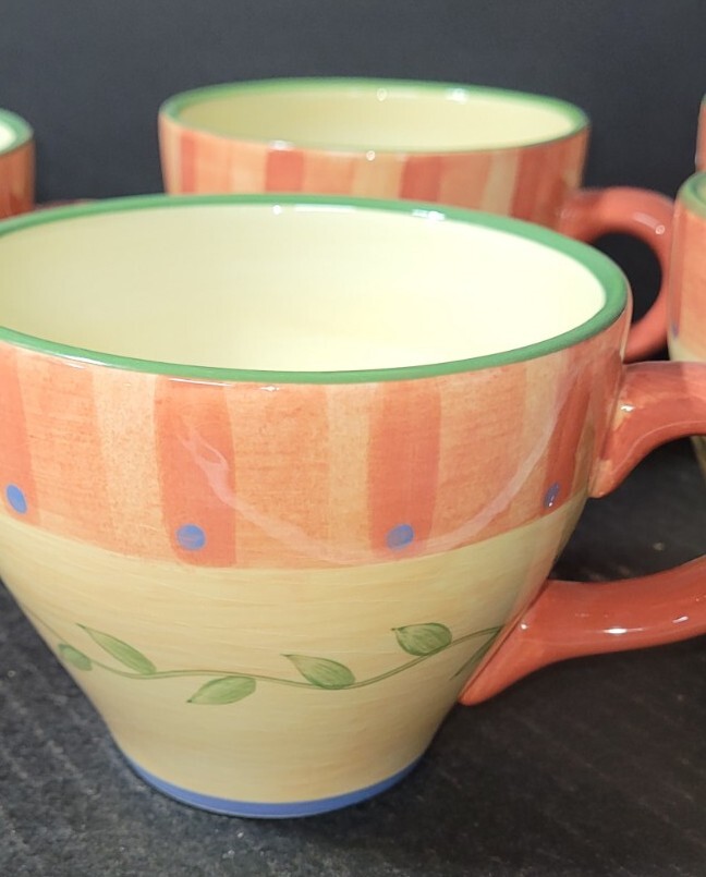 Pfaltzgraff NAPOLI Large Jumbo Size Cups Mugs – Set of 5- Hand Painted