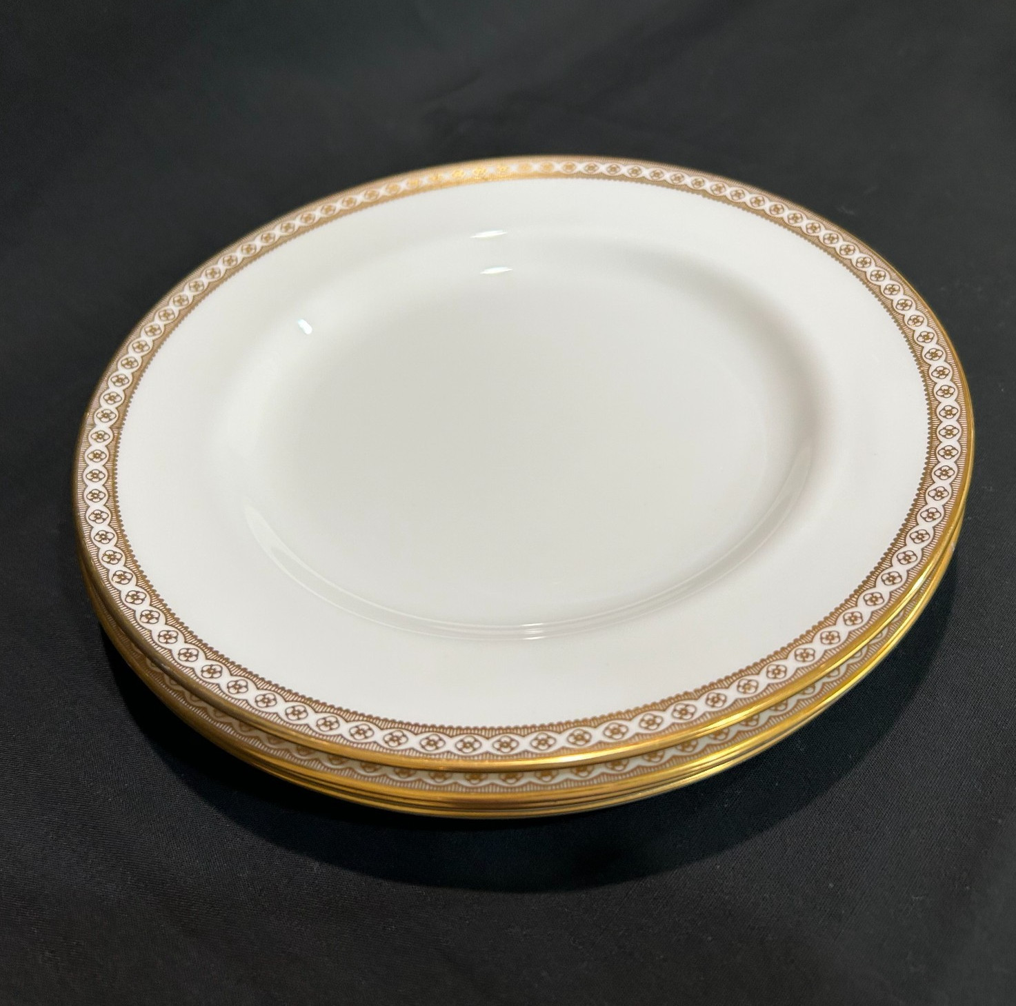 Wedgwood China – Ulander Gold – Set of 4 Salad Plates – one plate has minor flaw