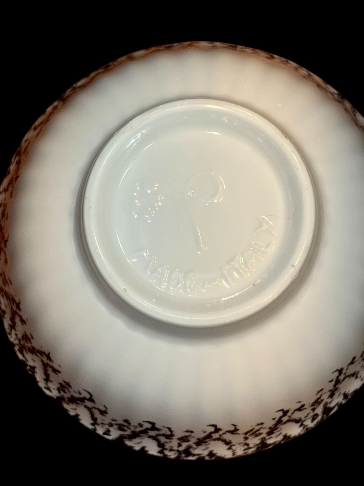 RARE Black & White Vintage Himark Spongeware Serving Bowl Italy 9 1/2” & 12″