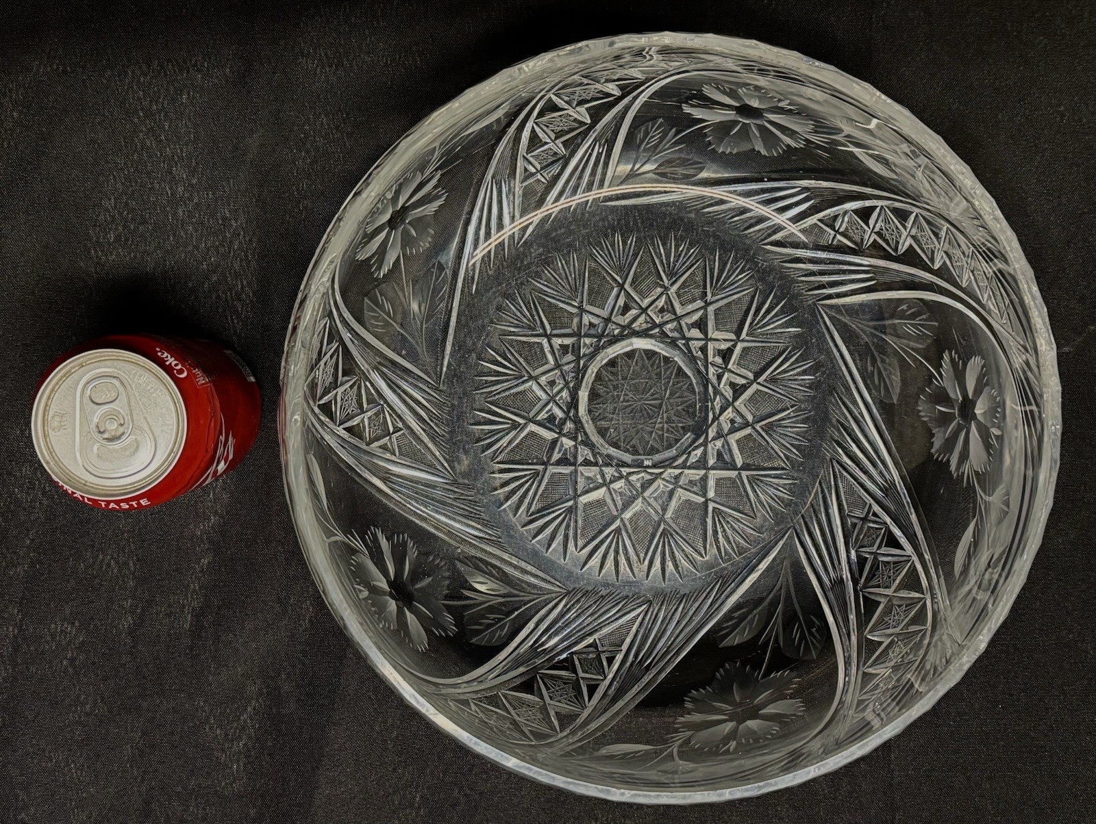 Antique American Brilliant Cut Glass Crystal Serving Bowl 11”Wide x 5” Tall