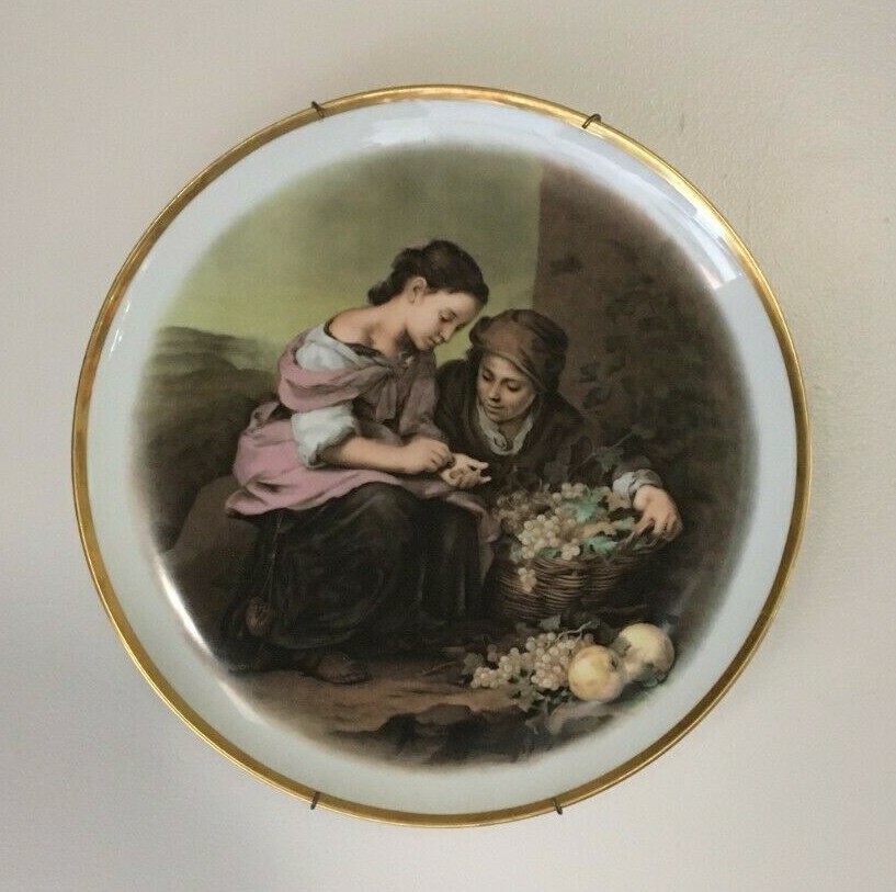 Pair of Vintage HUTSCHENREUTHER Germany Porcelain Wall Plates Children Market