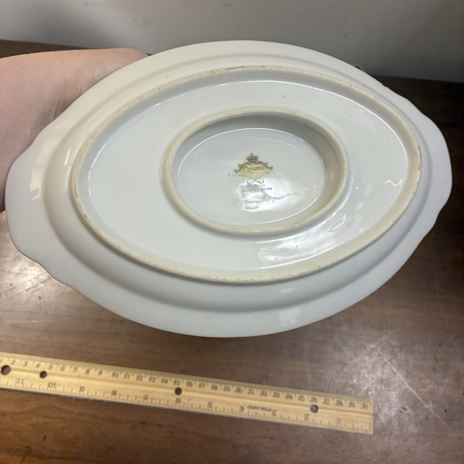 Vintage Fine China Corona Gravy Dish W Saucer Pink Roses Made In Occupied Japan