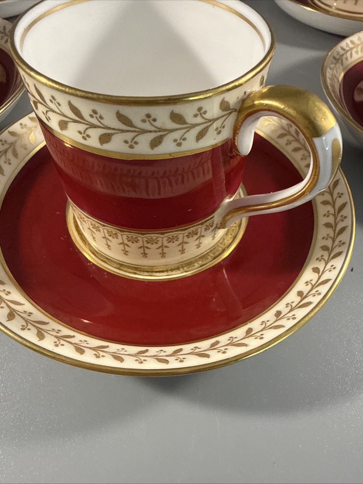 Set-6 Royal Staffordshire Demitasse Cup & Saucer Sets Burgundy Gold A15242