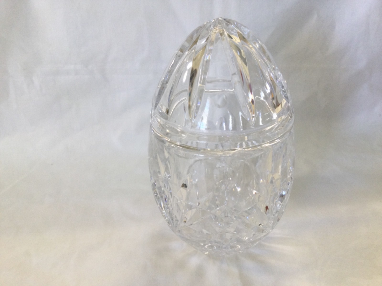 Crystal Egg Shaped Trinket Dish Easter Candy Jar Clear Crystal