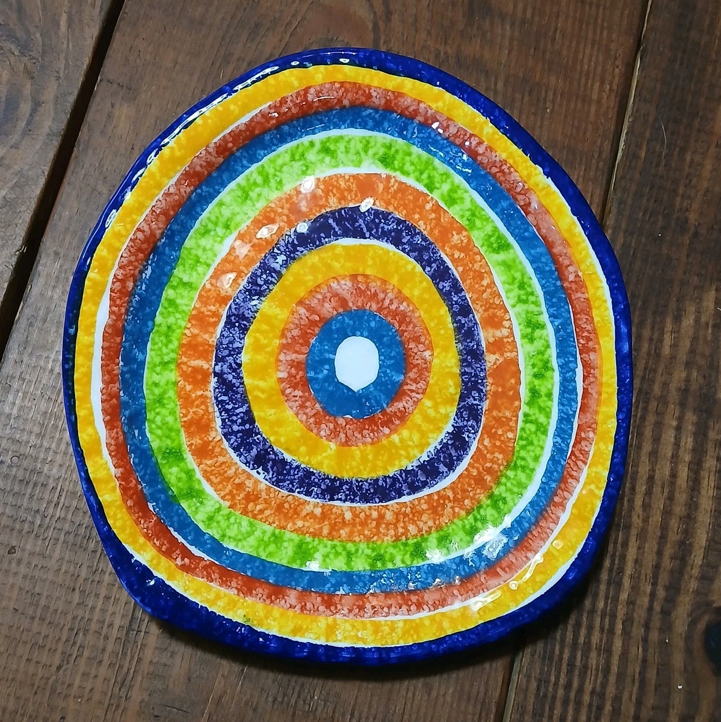 Vintage G. Venzo Bassano Italy Ceramic Rainbow Asymmetrical Plate Set 4pc 9″