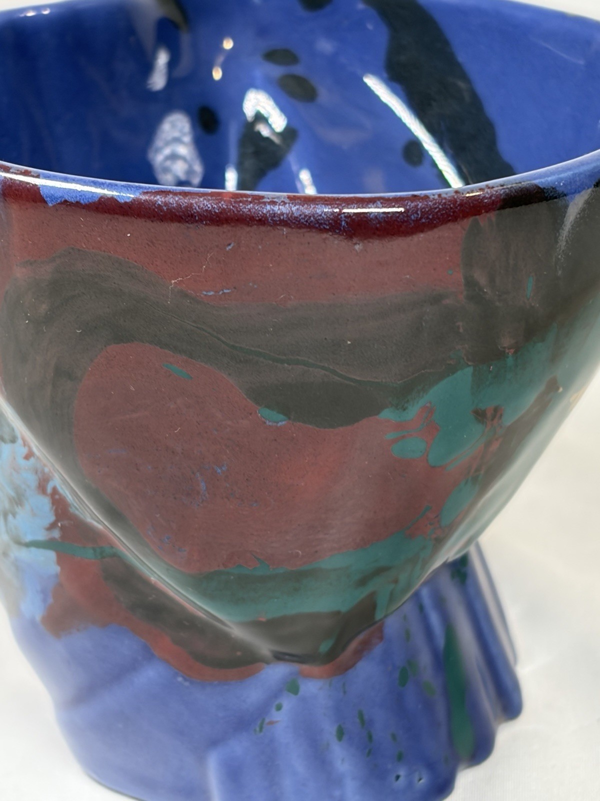 RARE CHARLES NALLE Studio Art Pottery Mug ABSTRACT Contemporary Splatter Multi