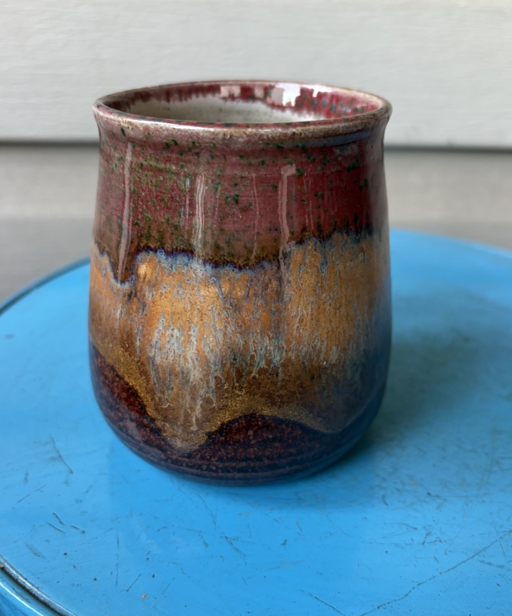 Mangum Studio Colorful Drip Folk Art Pottery Mug 2006 North Carolina 14oz