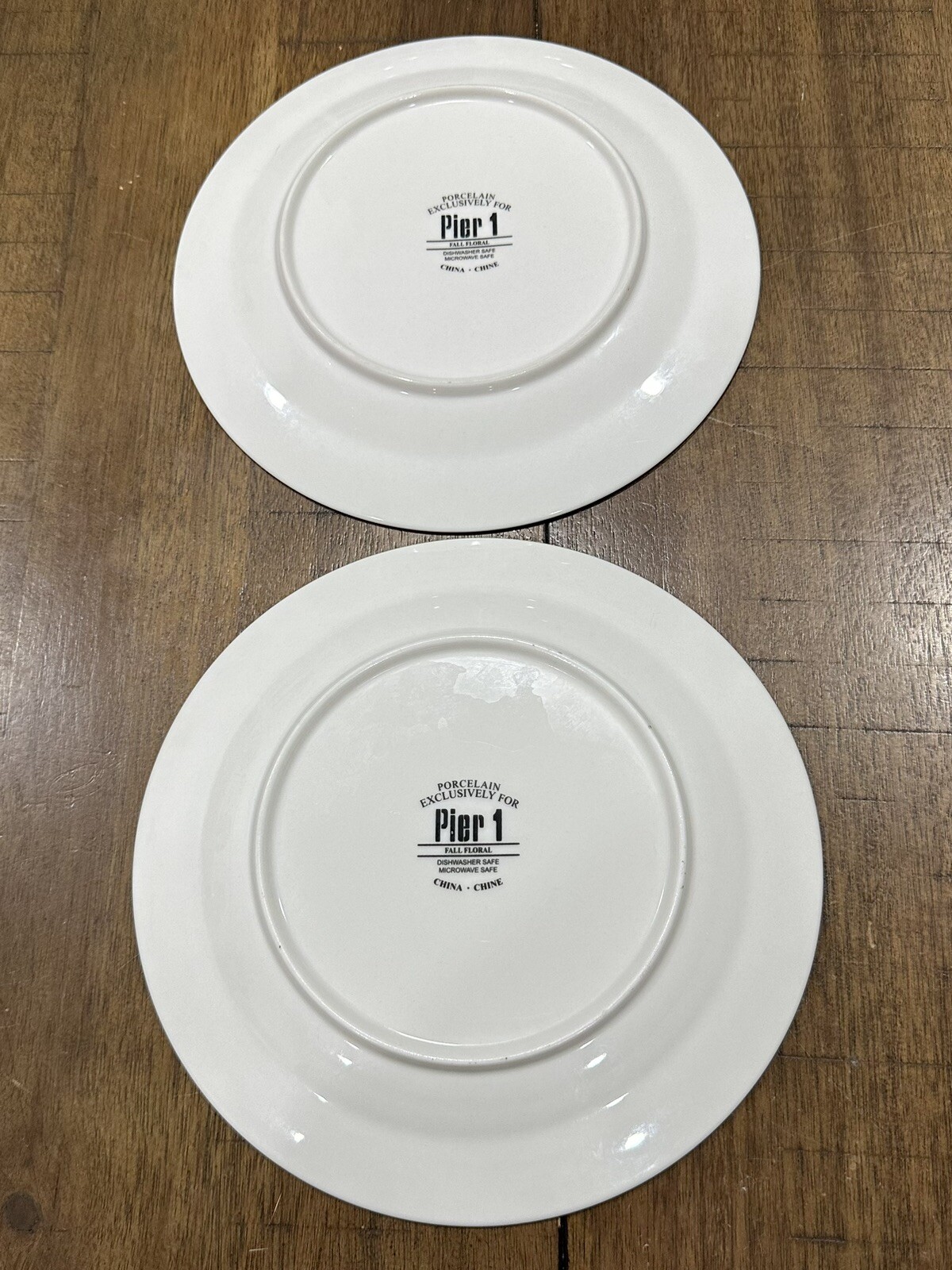Set of 2 Fall Floral by Pier 1 Flowers Mums Porcelain Salad Plates 7.75” in EUC