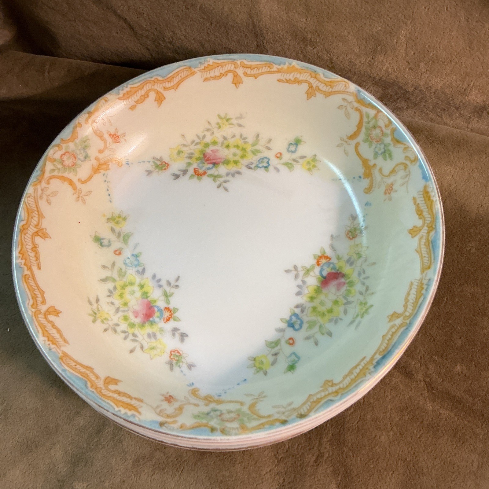 1950S Garden China Made In Japan Floral Design 5 1/4 Inch Bowl Lot Of Five
