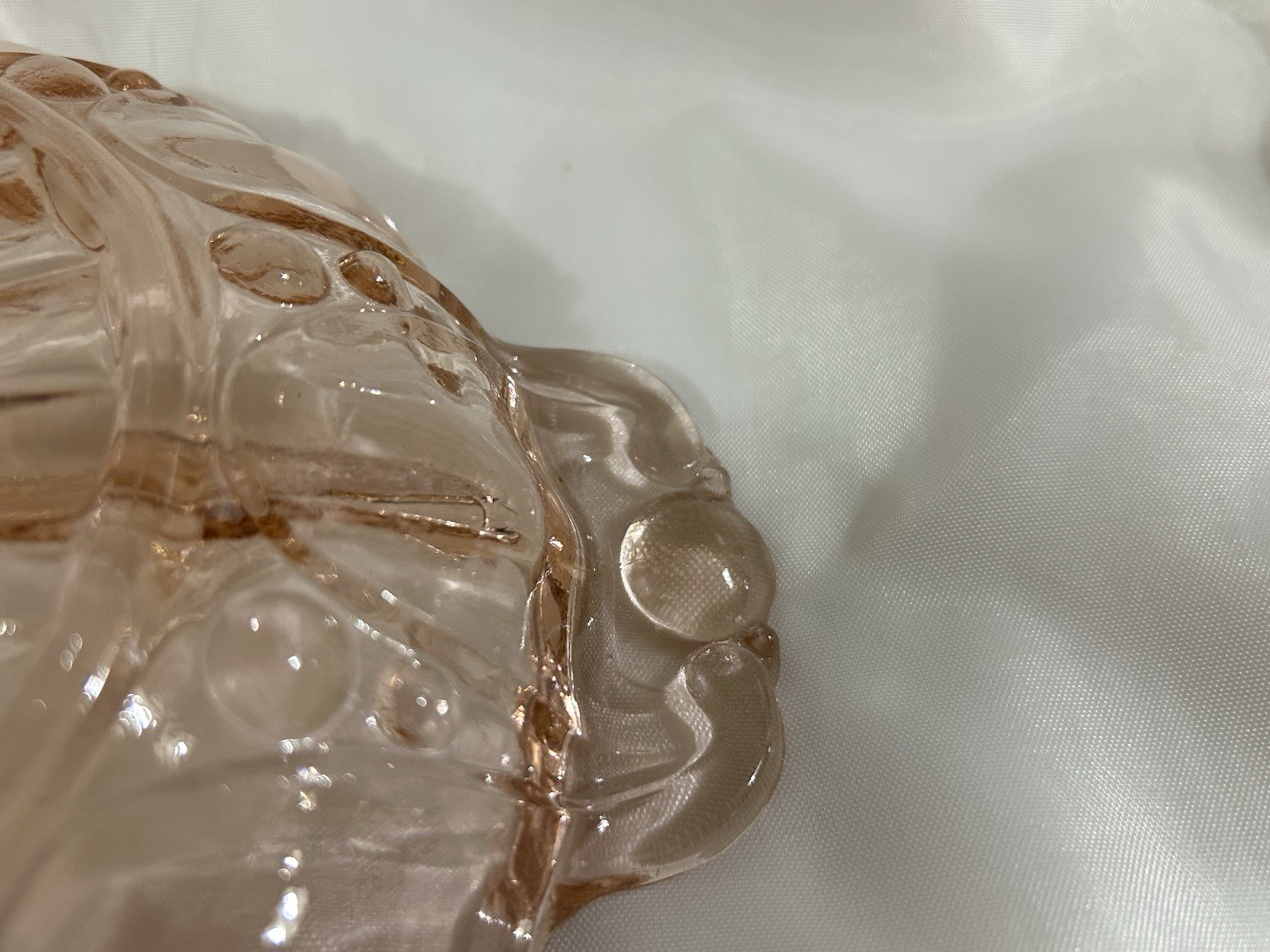 Vtg Pink Depression Glass Oyster and Pearl Divided Relish Tray Anchor Hocking