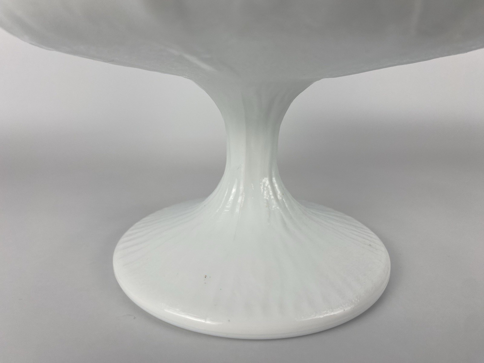 FTD Milk Glass Pedestal Bowl White Floral Compote Dish Vintage Discoloration