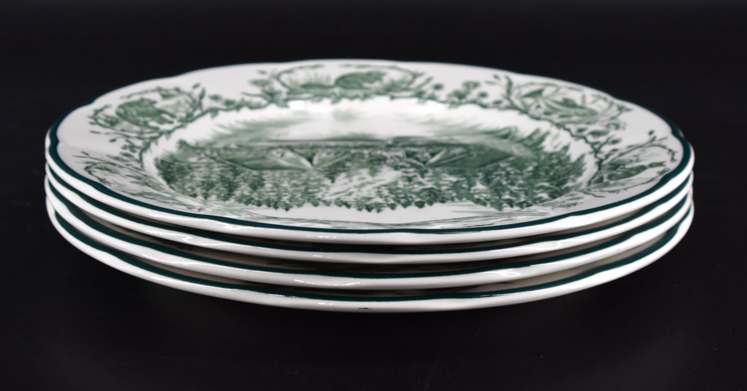 Bob TIMBERLAKE CAMP Green #166 (4) Dinner Plates 10 3/8” International England