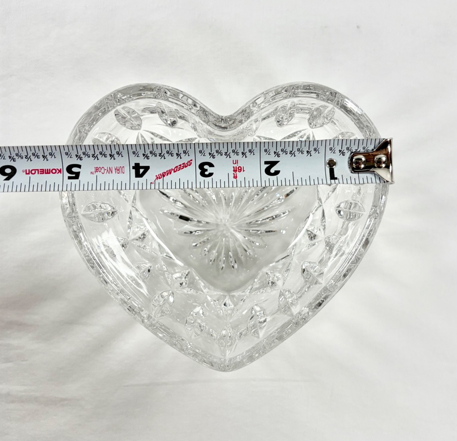 Vintage 1992 FTD Crystal Heart Bowl Lead Glass Valentine Candy Dish Trinket Dish