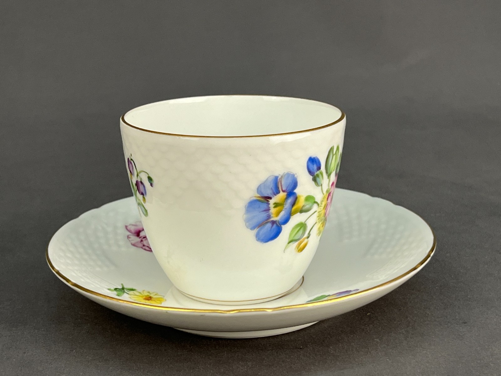 10 B&G Bing Grondahl SAXON FLOWER 2 1/2″ Flat Cup & Saucer Sets c. 1940’s : MINT