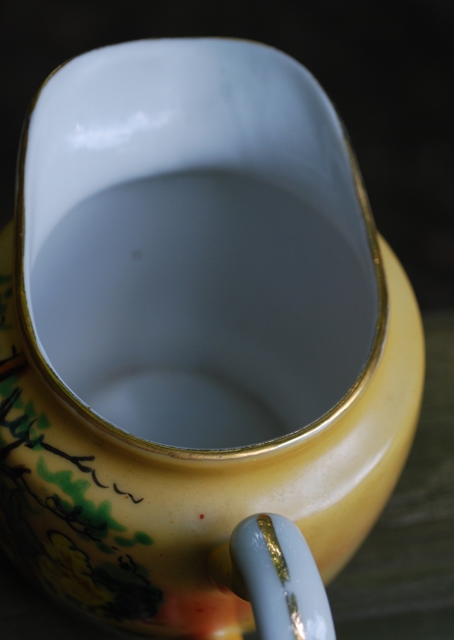 Vintage FANCY CREAMER 1920s Japan Hand Painted Porcelain LANDSCAPE Tree Scene