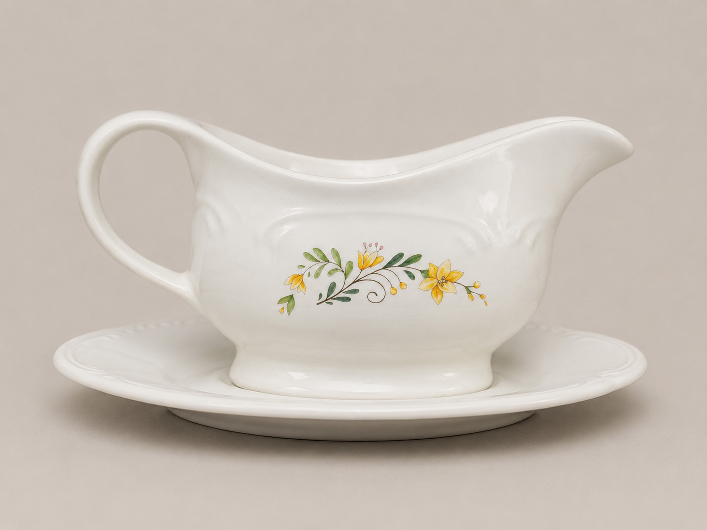 Vintage Pfaltzgraff Meadow Lane Gravy Boat with Underplate Saucer Butterfly