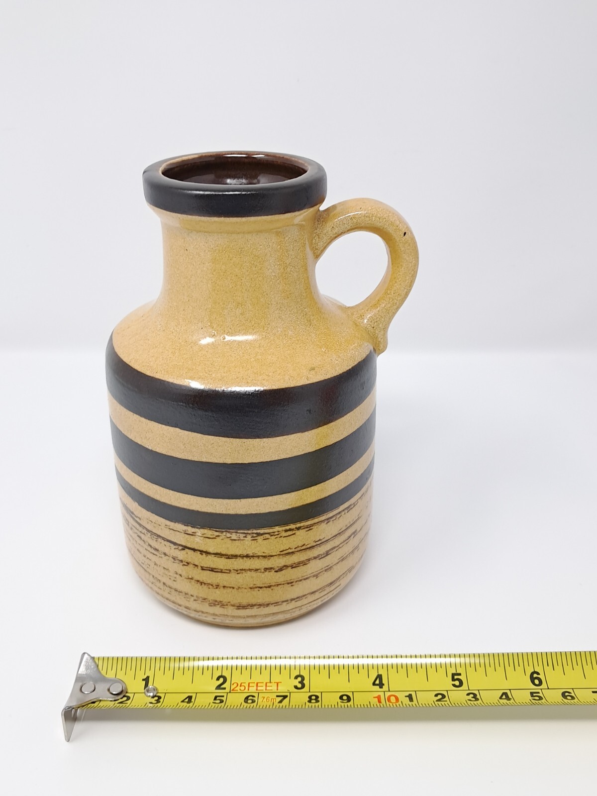 Scheurich Keramik Jug West Germany 1960s or 1970s 414-16 brown stripe pottery