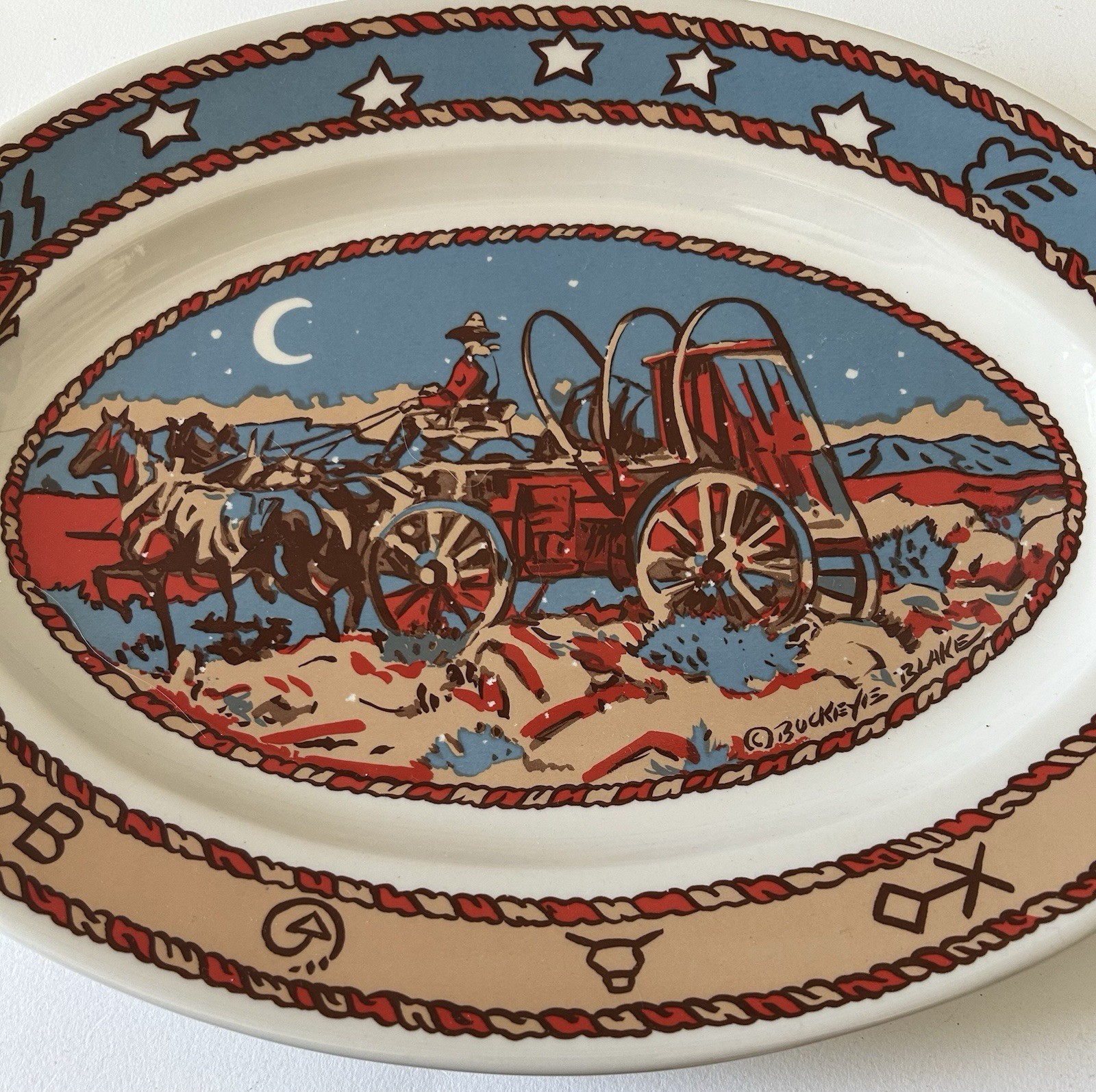 Pipestone Cow Camp Oval Serving Platter 15.5″ Buckeye Blake Western China HLC