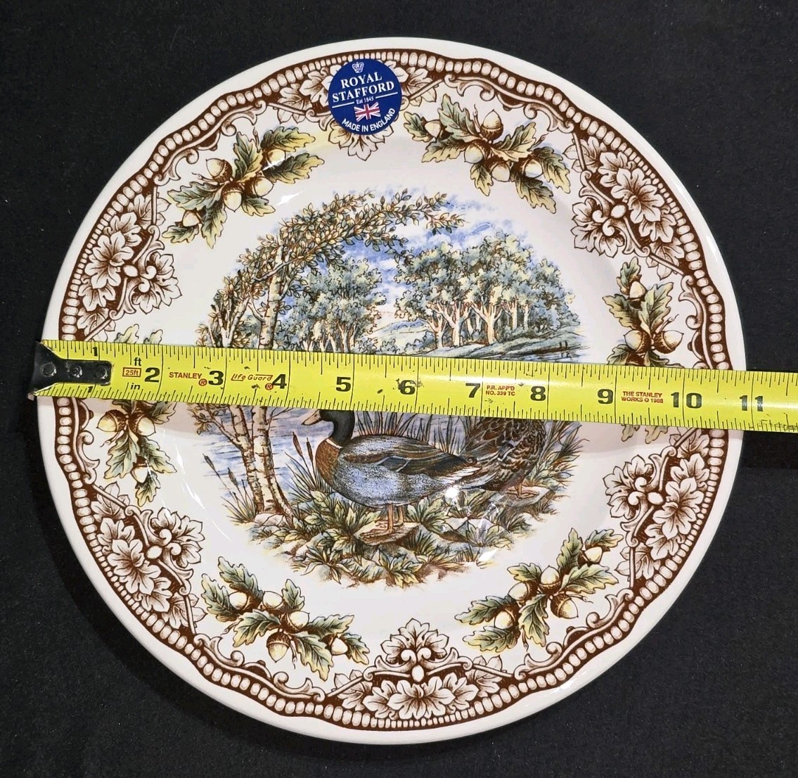 One New Royal Stafford Homeland Collection Ducks Dinner Plate 11″ England