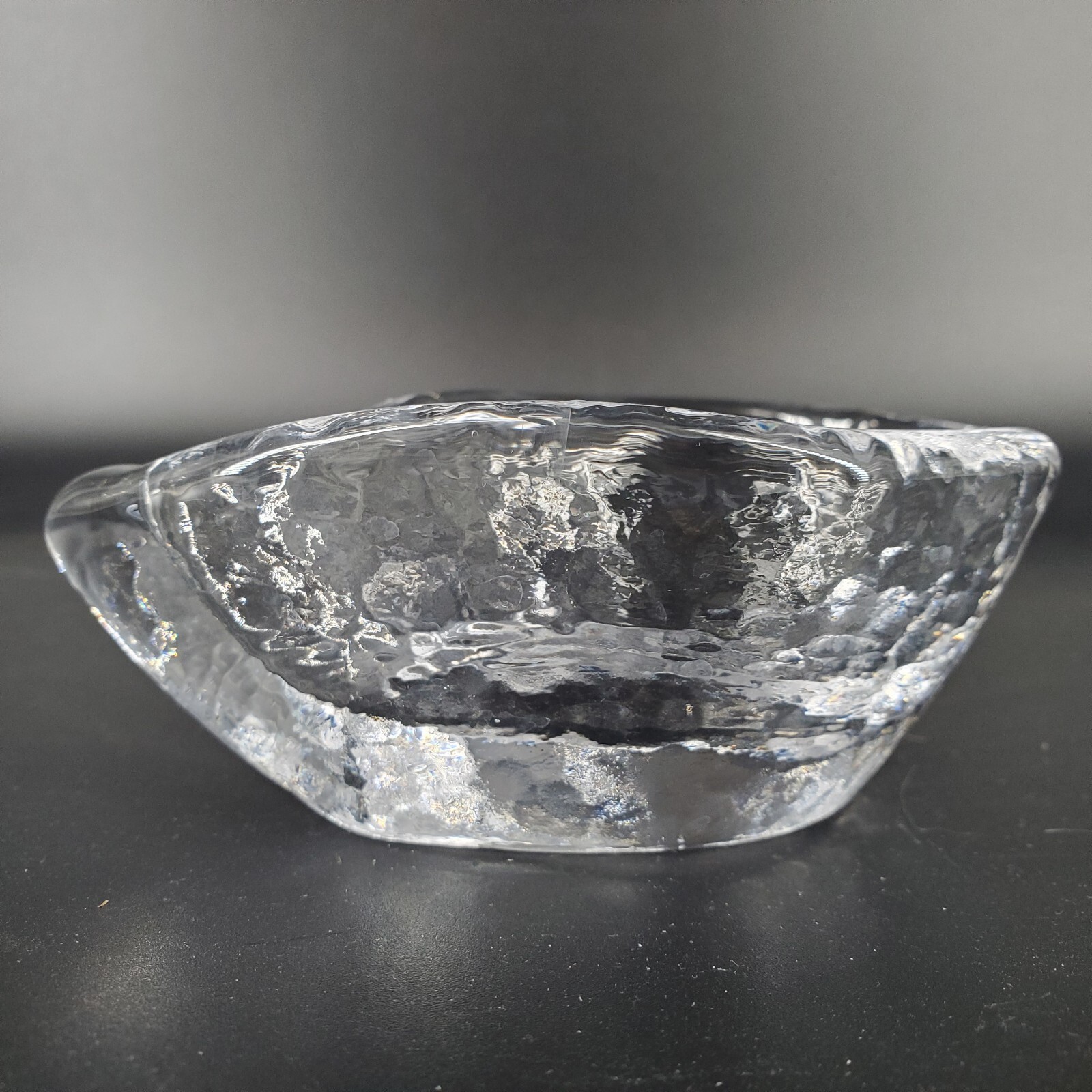 Simon Pearce Teardrop Paisley Glass Trinket Nut Candy Dish Asymmetrical Signed